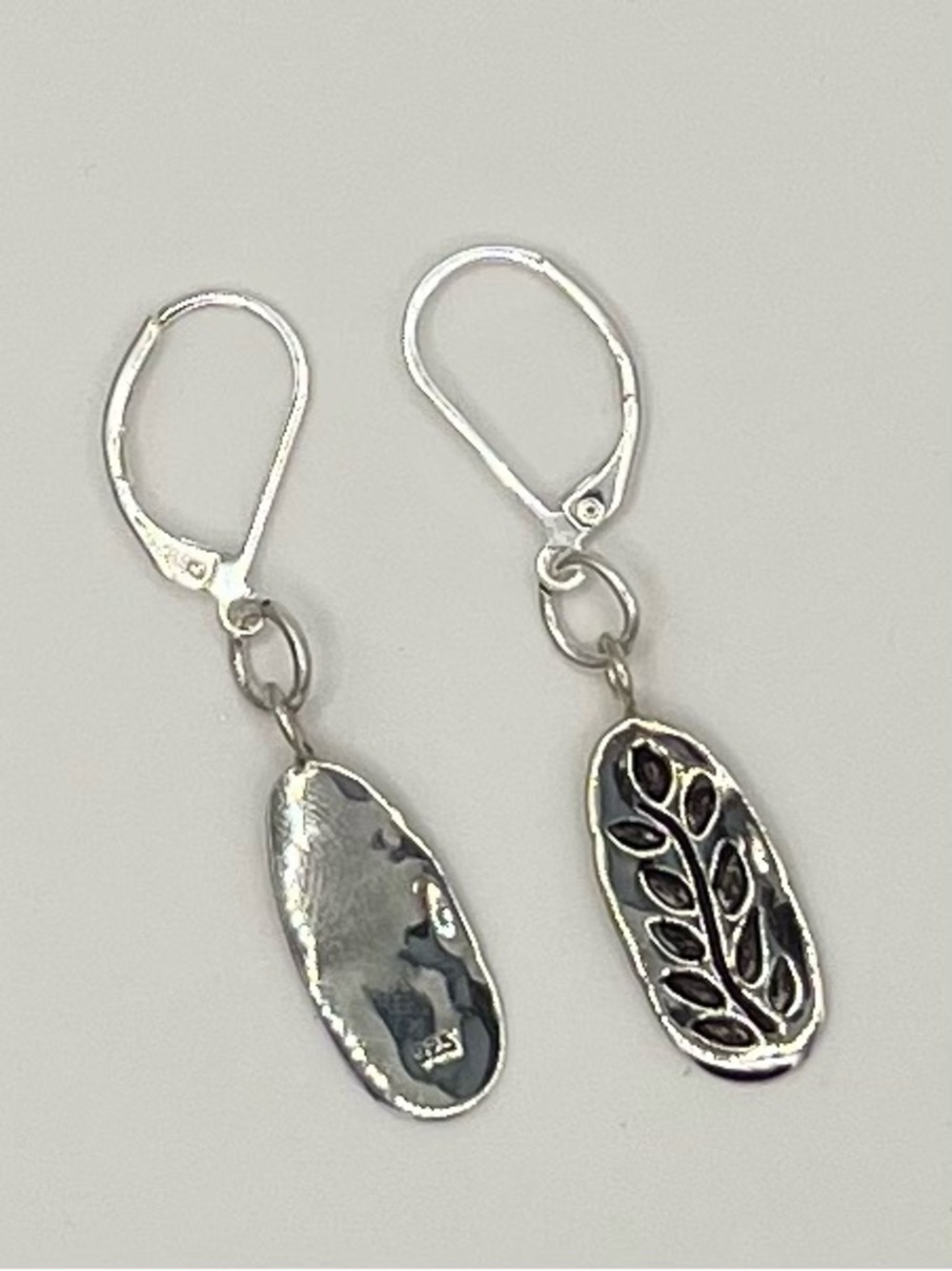 Sterling Silver Leaf Dangle Earrings - Picture 2 of 3